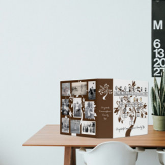 Floral Brown Silhouette Family Tree Photos Binder