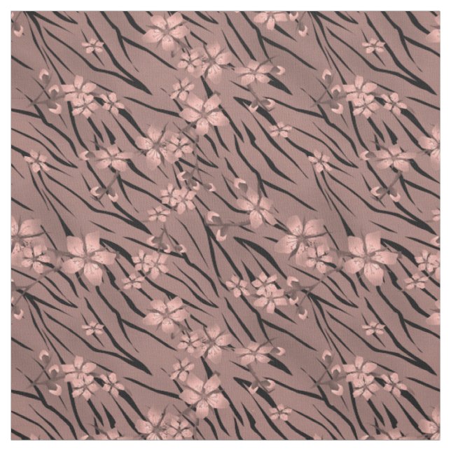 Floral, brown, tiger pattern fabric (Swatch)
