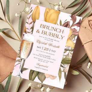 Floral Brunch And Bubbly Bridal Shower Invitation