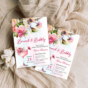 Floral Brunch And Bubbly Bridal Shower Invitation