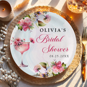 Floral Brunch And Bubbly Bridal Shower Paper Plate