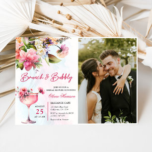 Floral Brunch And Bubbly Bridal Shower Photo Invitation