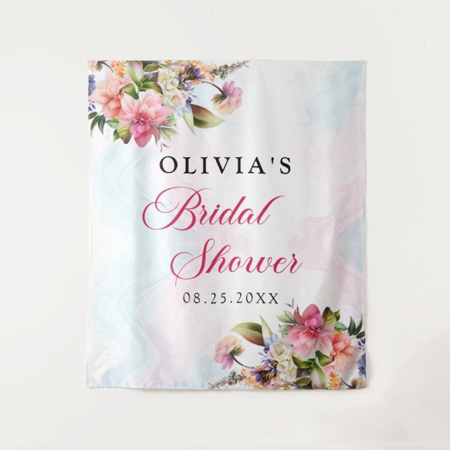 Floral Brunch And Bubbly Bridal Shower Tapestry (Front)