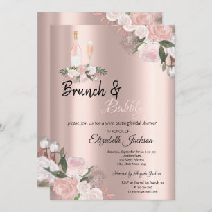 Floral Brunch & Bubbly Bridal Shower  Invitation