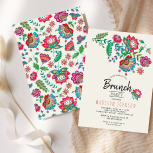 Floral Brunch Party Invitation Colourful Flowers