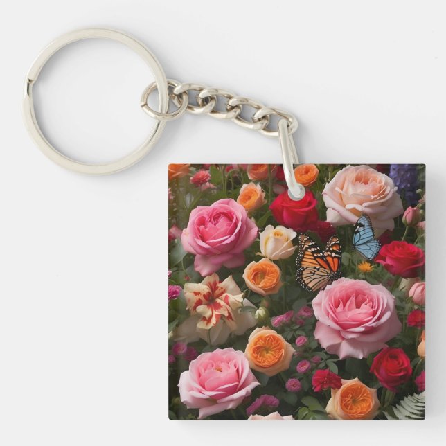 Floral Brush Keychain – Meaningful Gift for Dad (Front)