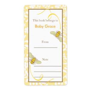 Floral Bumble Bee Bookplate