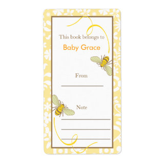Floral Bumble Bee Bookplate