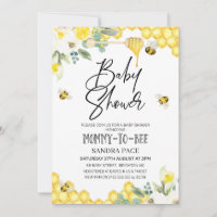 Floral Bumble Bee Thème Baby shower Invitation