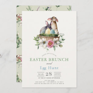 Floral Bunnies Brunch & Egg Hunt Invitation