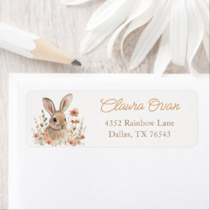 Floral Bunny Baby Shower Address Label