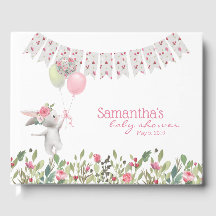 Floral Bunny Baby Shower Guest Book