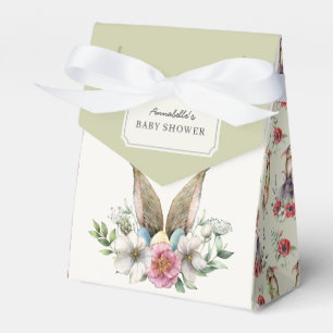 Floral Bunny Ear Baby Shower Green Favour Box