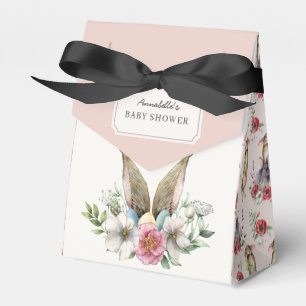 Floral Bunny Ear Baby Shower Pink Favour Box