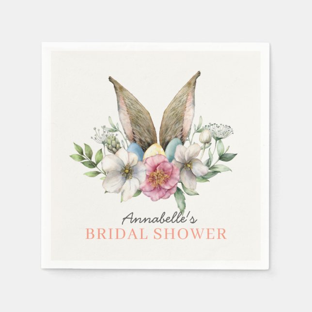 Floral Bunny Ear Bridal Shower Napkin (Front)