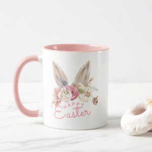 Floral Bunny Ears   Happy Easter  Mug
