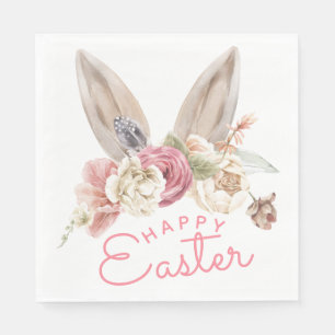 Floral Bunny Ears   Happy Easter Napkin