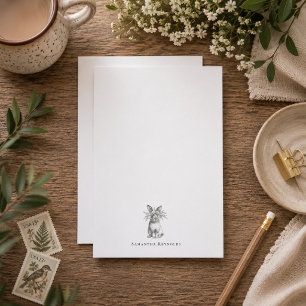 Floral Bunny Minimal Personalized Note Card