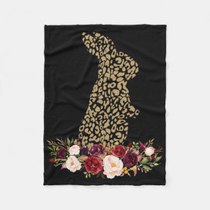 Floral Bunny Rabbit Leopard Cheetah Print Easter G Fleece Blanket