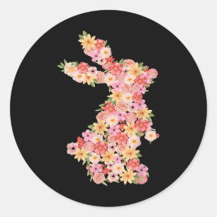 Floral Bunny Rabbit Spring Watercolor Easter Day W Classic Round Sticker