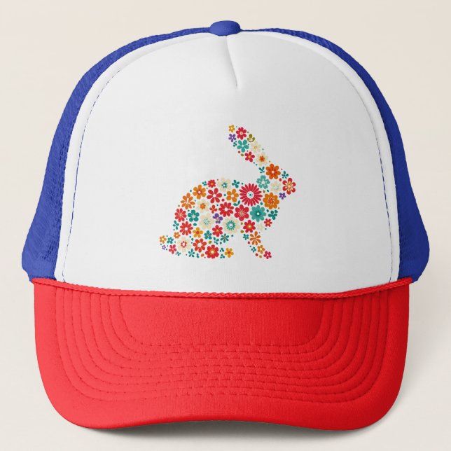 Floral Bunny Trucker Hat (Front)
