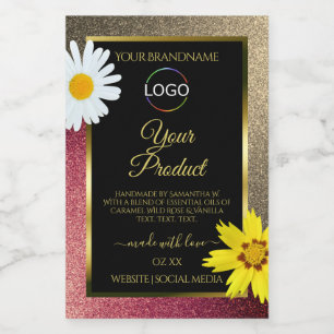 Floral Burgund Gold Noir produit Étiquettes avec l