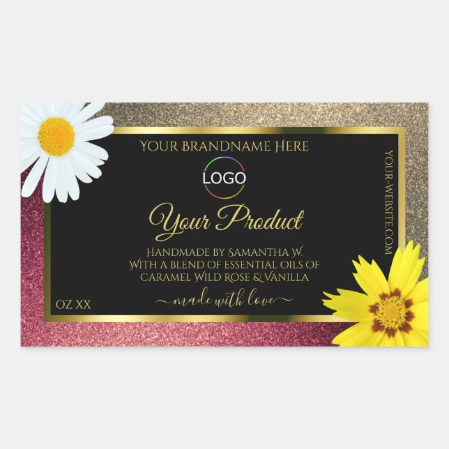 Floral Burgund Gold Noir produit Étiquettes avec l (Devant)