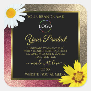 Floral Burgund Gold Noir produit Étiquettes avec l