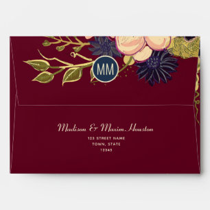 Floral Burgundy 5x7 Envelope