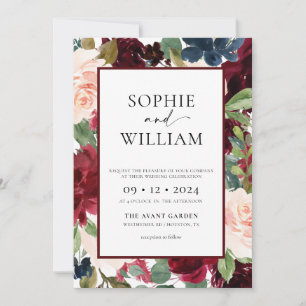 Floral Burgundy Blush Faire-part de mariage