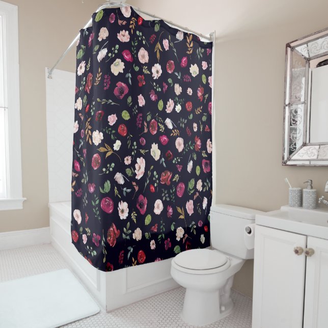 Floral Burgundy Blush Navy Pattern (In Situ)