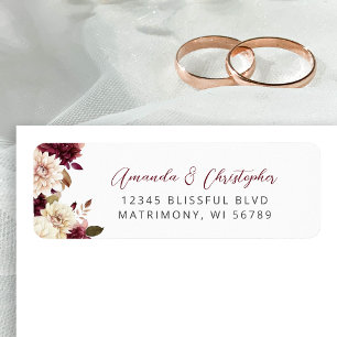 Floral Burgundy Crème Mariage Adresse de retour