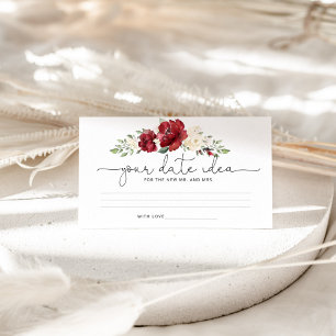 Floral burgundy Date night idea Enclosure Card