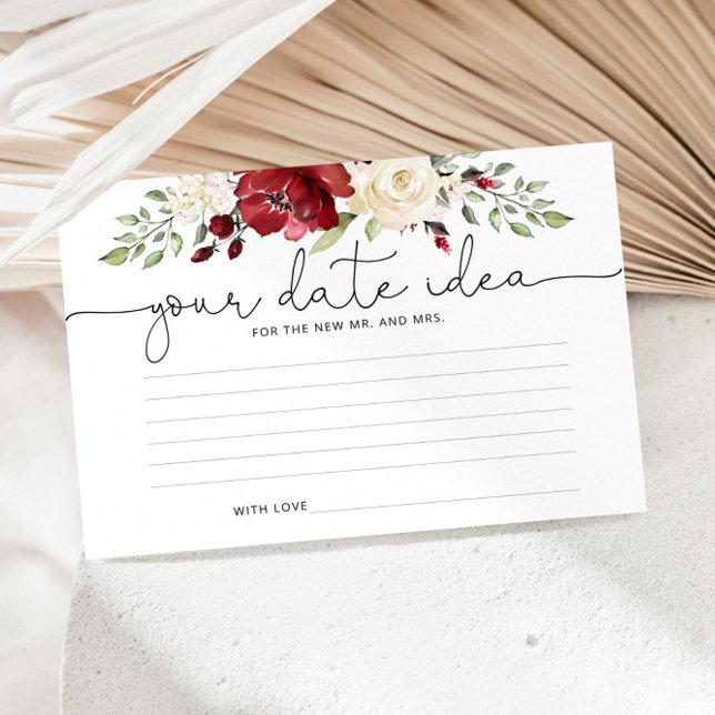 Floral burgundy Date night ideas. Date jar Stationery (Creator Uploaded)