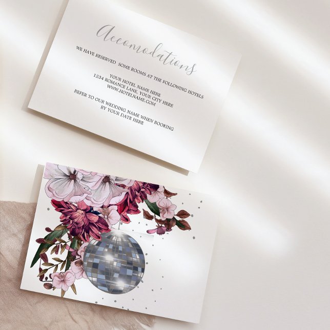 Floral Burgundy Disco Wedding Enclosure  RSVP Card (Creator Uploaded)