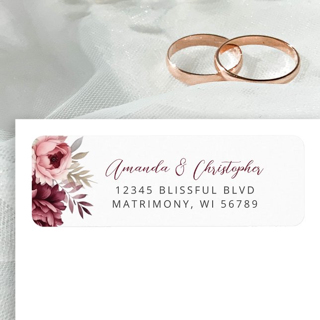 Floral Burgundy Dusty Mariage Rose Retour (Créateur téléchargé)