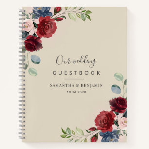Floral Burgundy Fall Wedding Guest Book