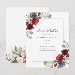 Floral Burgundy Floral Wedding Save the Date