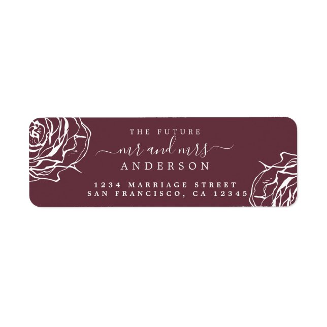 Floral Burgundy Future Mme Mariage Retour Adresse (Devant)