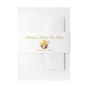 Floral Burgundy Gold Bridal Shower Tea Party Invitation Belly Band