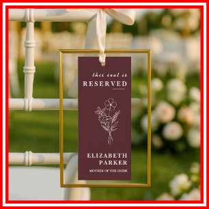 Floral Burgundy Reserved Seating Wedding Tag Invitation