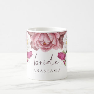 Floral Burgundy Wedding Bride Coffee Mug