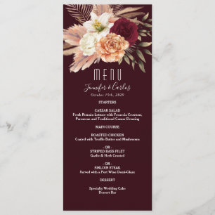 Floral Burgundy Wedding Menu