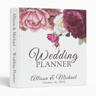 Floral Burgundy Wedding Planner Binder