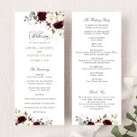 Floral Burgundy White Greenery Wedding Program<br><div class="desc">Floral Burgundy White Greenery Wedding Program. Floral White Merlot Gold Leaves Wedding Order of Service</div>