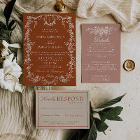 Floral Burnt Orange Monogram Terracotta Weddin