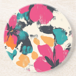 Floral Burst Bohemian Round Sandstone Coaster