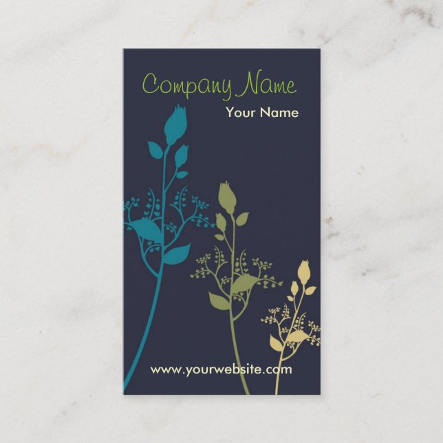 Floral Business Card (Blue) (Front)