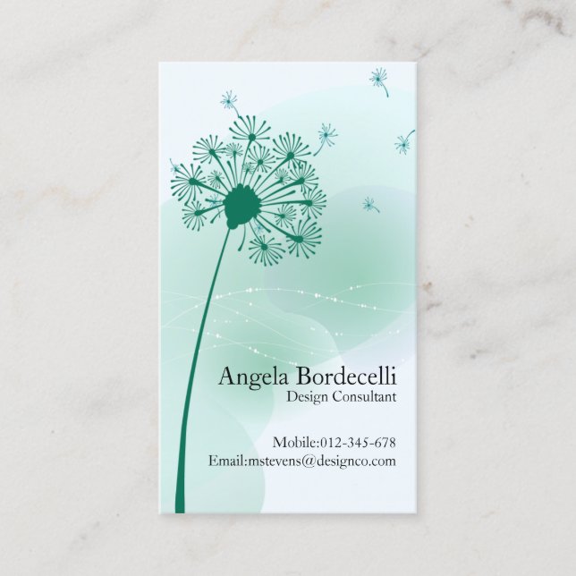 Floral Business Card Gentle Dandelion (Front)