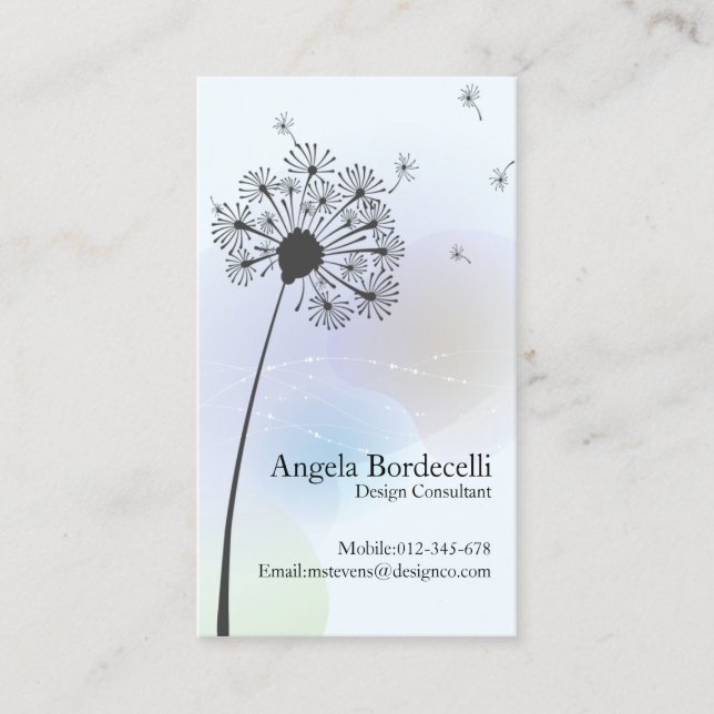 Floral Business Card Gentle Dandelion (Front)